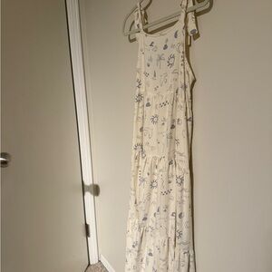 Rylee + Cru Cream and Blue Floral Dress